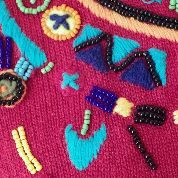 Michael Simon Embellished Red Vest/ Boho/ Beaded & Embroidered/ Size 2 - Picture 5 of 14